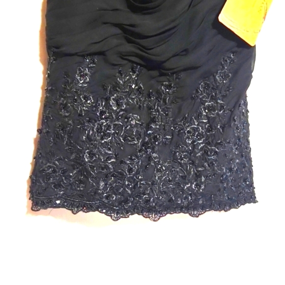 JJ's House Beautiful Black Beaded Ruched Cocktail Dress Custom NEW - Picture 3 of 15